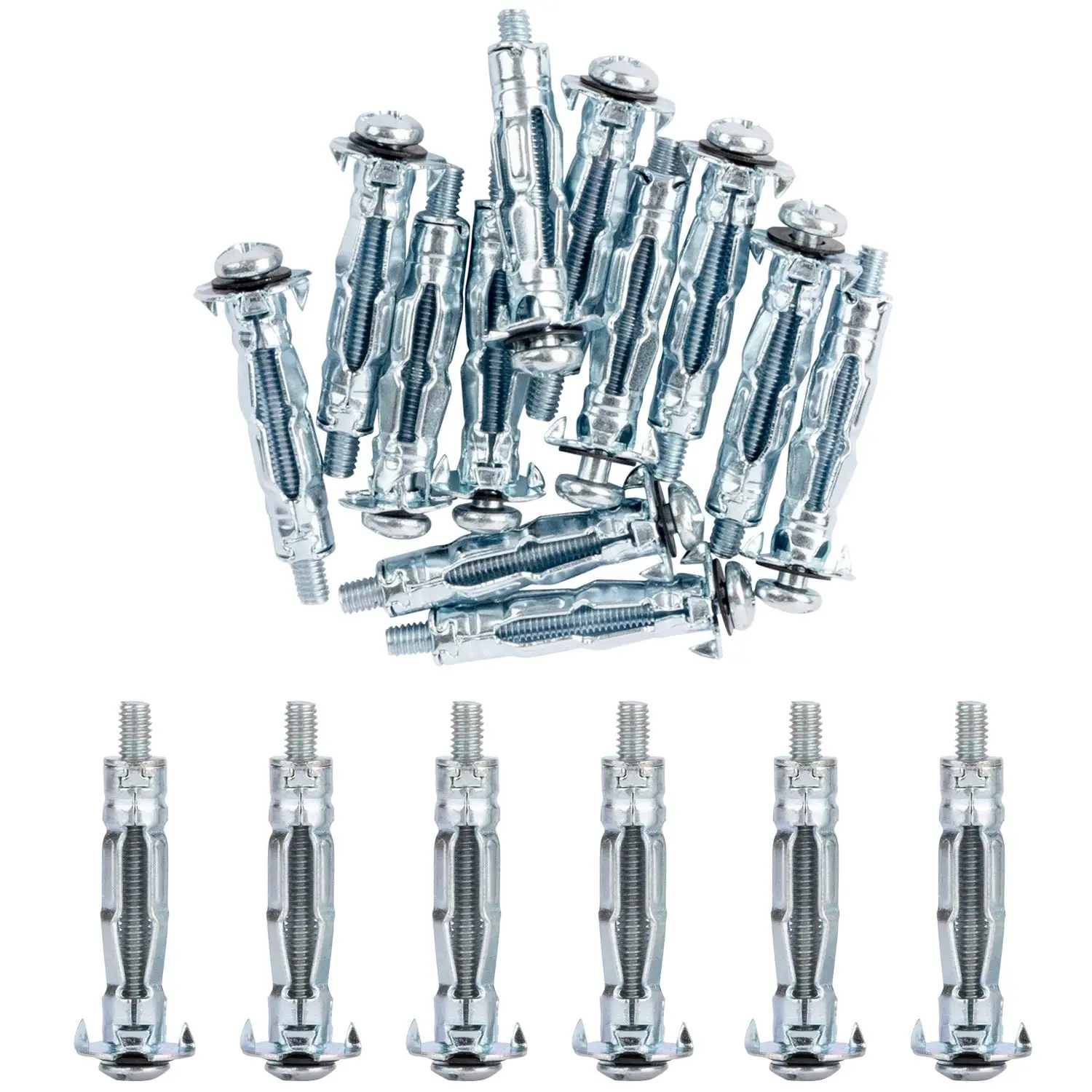 ISPINNER 20pcs M4x38mm Zinc Plated Steel Molly Bolt Hollow Drive Wall Anchor Screws for Drywall, Plaster and Tile