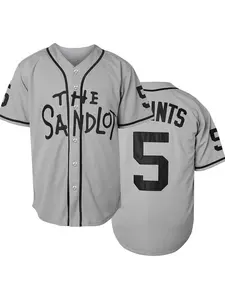 90s Sand Legend movie baseball jersey, classic # 5 Squints embroidered retro button cardigan, suitable for movie enthusiasts and retro trend followers to collect Movie Jersey, Sports Jersey