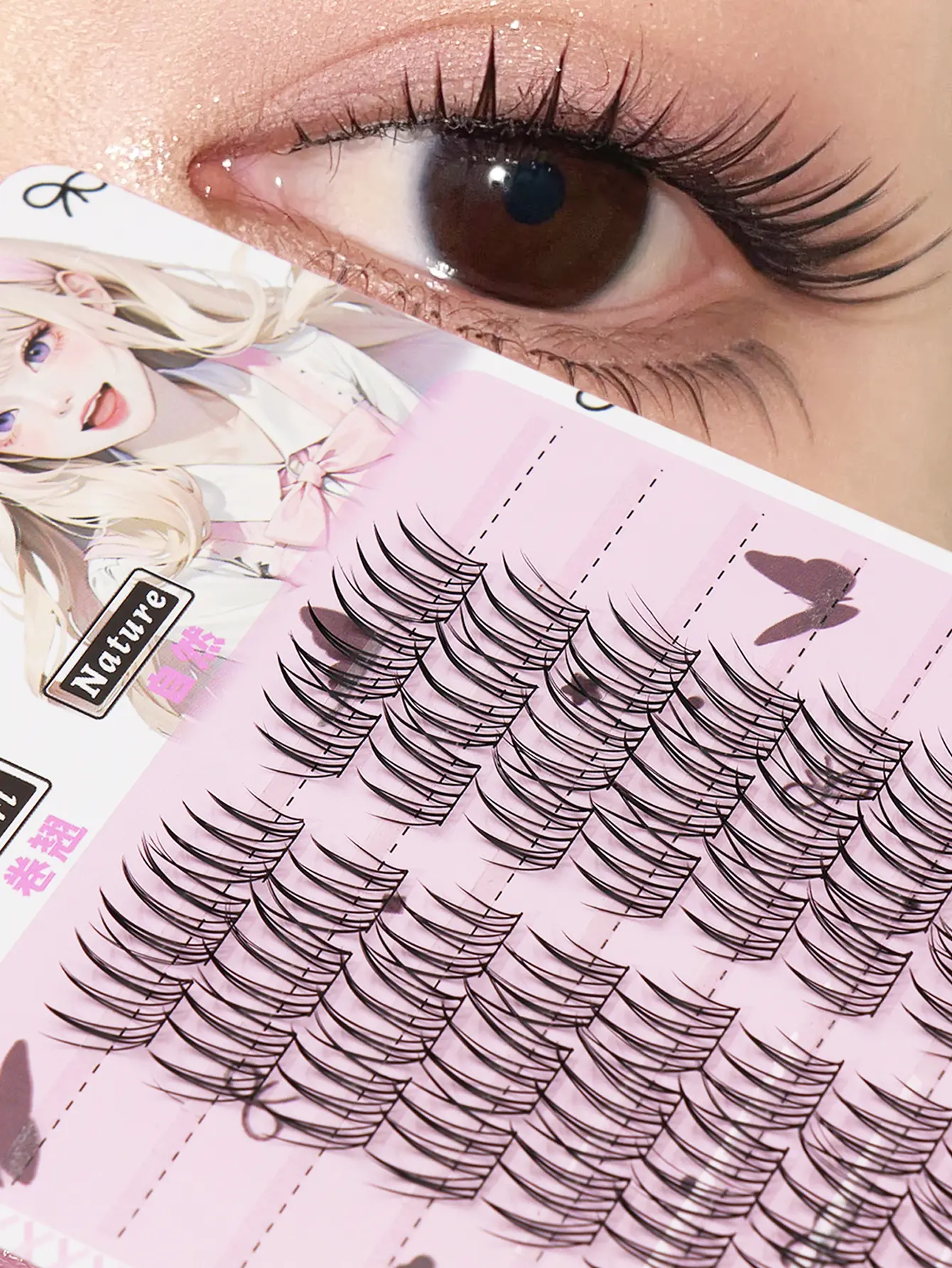 60 Clusters Korean Idol Group Natural False Eyelashes, Fluffy Messy Wispy 3D Mink Lashes,  Short Thick Extended Eye Makeup. Suitable for Daily, Work, Party, Night Club,  Reusable Individual Cluster Lashes, Natural Volume, Super Soft Makeup. Cosmetic, Lash