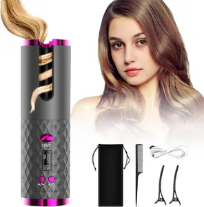 Portable Automatic Curling Iron, Styling Curler, Cordless Automatic Curler Features 6 temperature settings with timer function, auto shut-off, rapid heating, rechargeable cordless curler