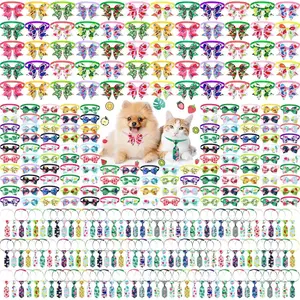 Sanwuta 300 Pcs Dog Bow Tie Collars Bulk for Dogs Adjustable Summer Spring Basic Dog Bowtie Collars for Medium Large Dogs 120 Pet Neck Ties 120 Bowties 60 Bowknot Set for Pet Grooming Accessories