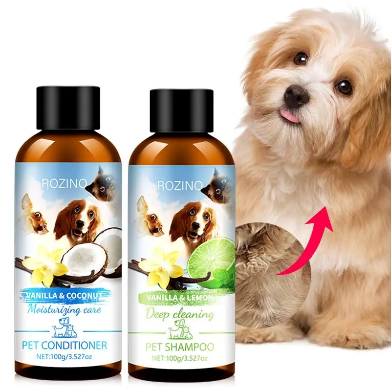 Pet Hair Grooming Care Shampoo & Conditioner, 2 Counts/set Pet Hair Gentle Care Shampoo & Conditioner, Puppy Shampoo And Conditioner, Pets Hair Care Product for Puppy, Poodle, Dogs & Cats