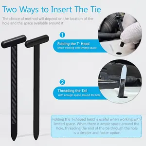 Nylon Universal Zip Tie Buckle, Upgraded Car Zipper Clip, Self-Locking T-Type Rivet Strap, Ideal for Auto Repair, Garden, Workshop, Shelving