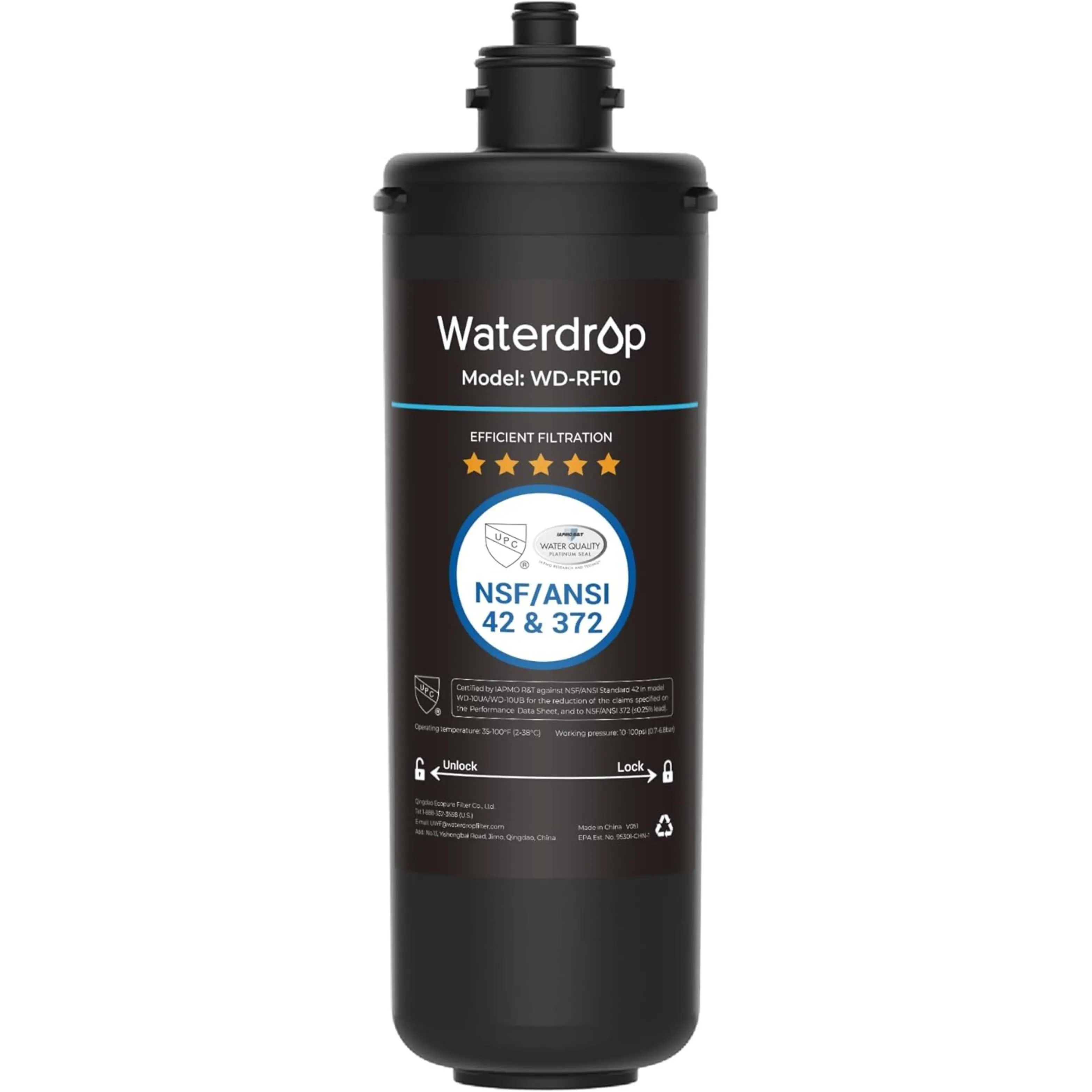 Replacement Filter Cartridge for Waterdrop 10UA/10UB Under Sink Water Filter, Reduces PFAS, PFOA/PFOS, Lead, Chlorine, Bad Taste & Odor, NSF/ANSI 42 Certified, 11K Gallons High Capacity