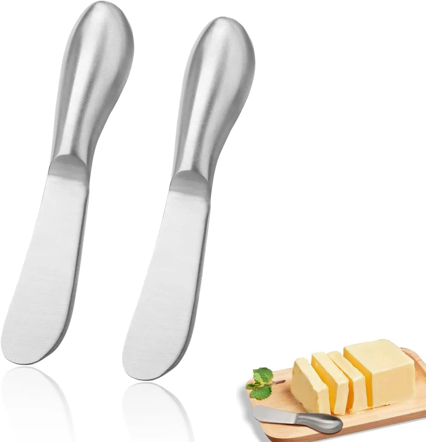 2 Pcs Stainless Steel Butter Knives, Multipurpose Spreader Set for Cold Butter, Cream Cheese, Jam, Pastry & Charcuterie Board, Multipurpose Kitchen Gadgets