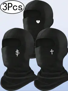 1/3PCS Balaclava hat ski hat (USD, heart, cross pattern), fully covered full face mask, men's and women's outdoor sports mask, suitable for men's and women's skiing, motorcycle riding, windproof and dustproof.