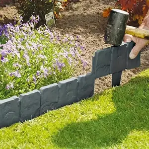 10/20pcs Stone Effect Plastic Garden Edge Fence, Durable Flower Bed Frame for Courtyard Decoration, Ideal Garden Borders