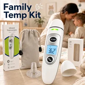 2 in 1 No Touch Thermometer with Free Disposable Probe Covers, 1s Instant Read Silent Fever Monitor