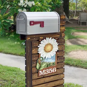Designocracy MA8457704-JMP-18 18 in. Daisy Wooden Custom House Number Sign Decor