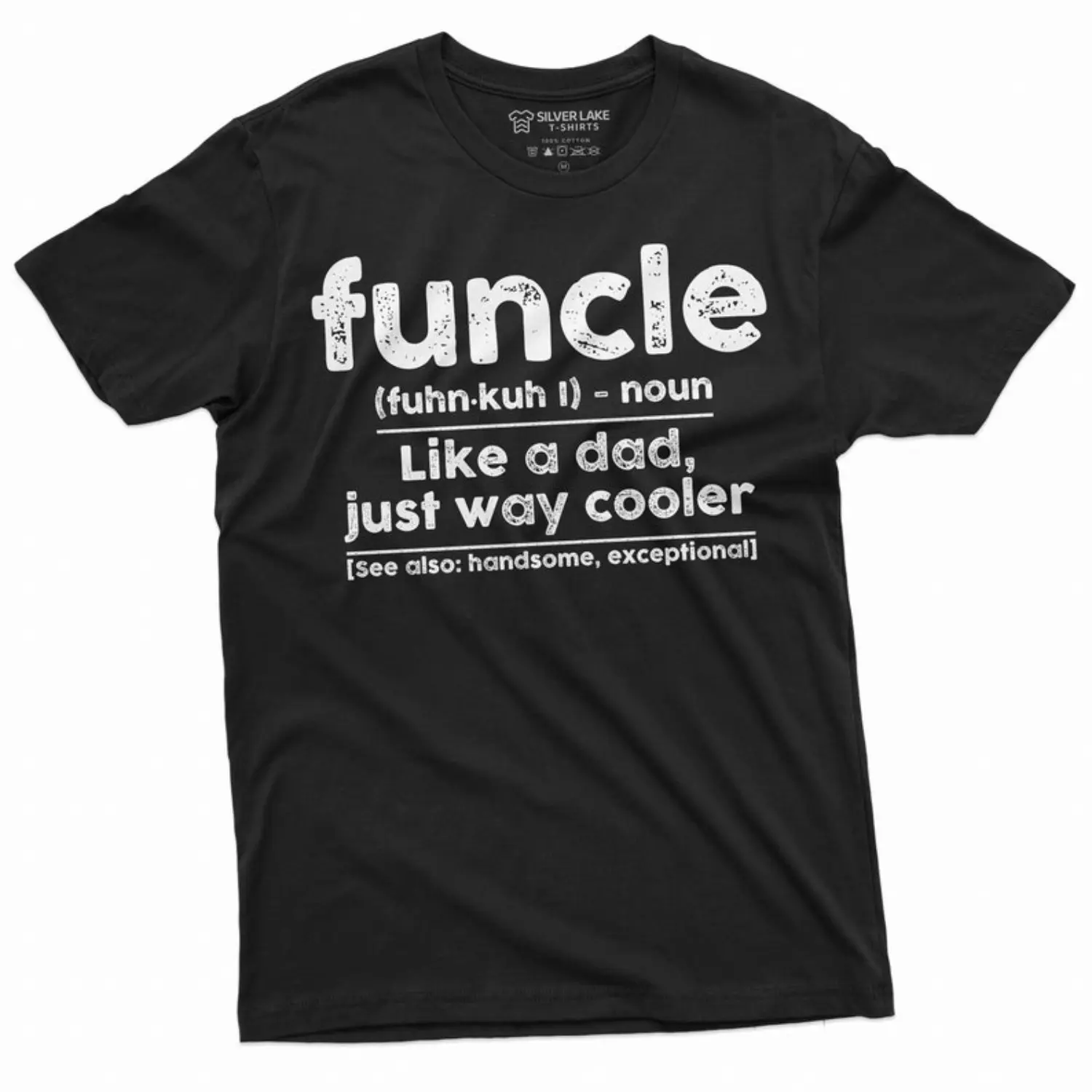 Men's Cotton Knit Short-Sleeve Funny Graphic T-Shirt - Round Neck Sporty Sports Tops, Casual Funcle Uncle Definition Print, Father's Day Gift