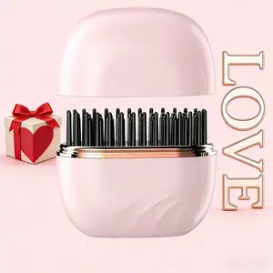 Mini cordless hair straightener, portable 2-in-1 heated comb and iron, portable and rechargeable travel essential, travel-friendly styling tool, multifunctional hair straightener for travel and home, anti-frizz brush Thoughtful gift