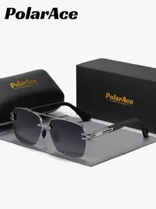 Polarace High-End Semi-Frame Sunglasses, Unisex Uv400 Polarized Sunglasses for Outdoor Climbing and Mountaineering, Casual Metal Frame