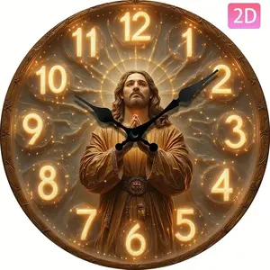 Jesus Prayer Wall Clock – Christian Religious Decor, Silent Non-Ticking, Round Faith Wall Art for Living Room, Bedroom, Office