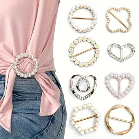 Artificial Pearl Brooch Set, Floral Brooch 8 Counts/set Hollow Out Flower Brooch for jackets, sweaters, DIY Clothing Accessories for Women & Girls