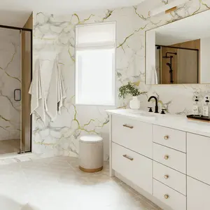 2.5mm Thick IXPE Marble Peel and Stick Foam Wall Panels, Faux Brick Tile, Waterproof Moisture-Proof Easy Clean, Self-Adhesive for Bathroom Kitchen Living Room Bedroom Renovation, Modern Home Decor, Renters Homeowners 40*300cm