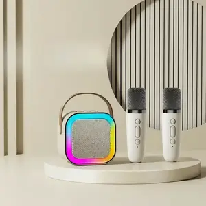 Portable Wireless Karaoke Speaker with 2 Microphones, RGB Colorful LED Light, Ktv Speaker, Outdoor Sports Travel Karaoke Machine