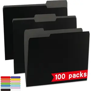 100 Packs Black File Folders,File Folders Letter Size,1/3Cut Tabs,8.5x11 File Folders for Office,School and,Organizer File Folder