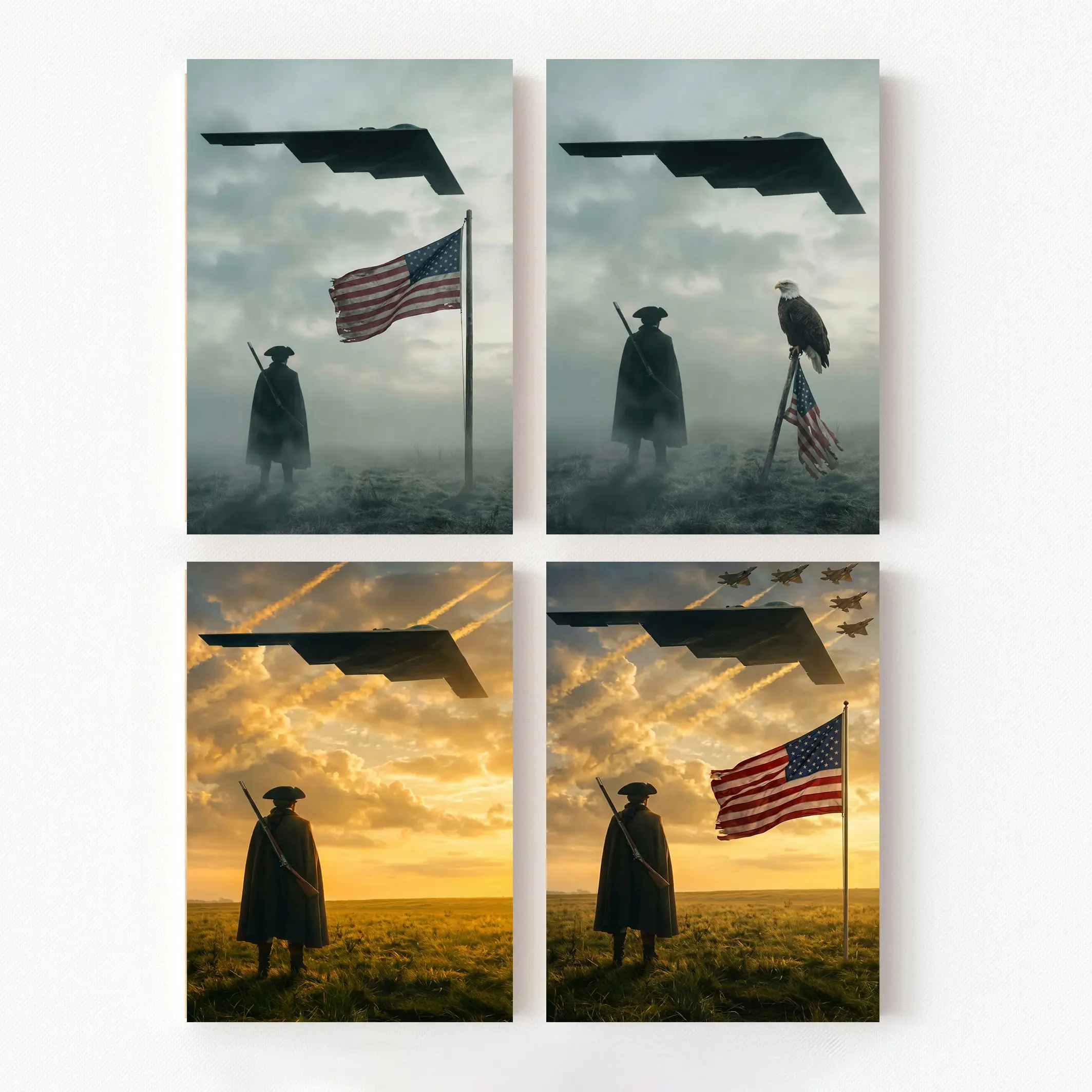 Freedom B2 Stealth Bomber Soldier Canvas Wall Art Decor Poster, Vintage American Airpower Decor, USA Airpower Wall Art for Bedroom & Dorm, Home Wall Art, Wall Picture Decor