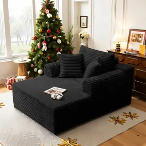 Oversized Chaise Lounge Chair Indoor, Corduroy Upholstered Boneless Sofa Bed, Deep Seat Sleeper Couch Reading Chairs, Cloud Sofas Couches for Living Room, No Assembly Required