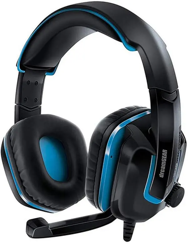 PlayStation 4 Accessory:  Wired Headset - DreamGear GRX - 440 with Boom Mic - Black & Blue:  Compatible with PS5  [GAMES ACCESSORIES] On-Ear