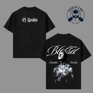 Blessd El Bendito Graphic Tee, Oversized Cotton T-Shirt, Latin Trap Reggaeton Music Streetwear Unisex Double Print Shirt