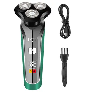 LQT Electric Razor for Men Cordless: Wet/Dry Rotary Shaver Waterproof - USB Fast Charging & Sensitive Skin Care - Beard Trimmer & Precision Blades Chic Black