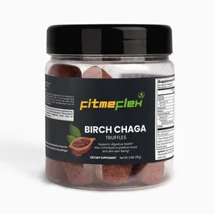 FitmeFlex Birch Chaga Truffles - 30 Chocolate-Dated Truffles with Flaxseed & Pine Bark for Gut Health & Mood Support