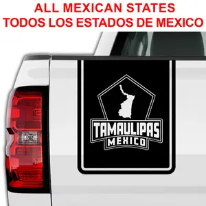 All Mexico States Truck Tailgate Decal Sticker para Trocas Calcomania para Autos Mexico Decals for Trucks Tailgate 13" x 11" Diseño Personalizado con Estados Mexicanos para Portón Trasero