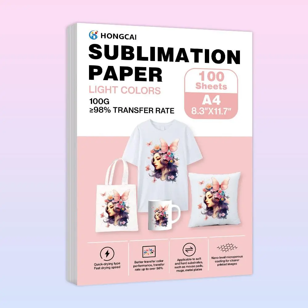 A4 Sublimation Paper, 100 Sheets/bag Sheets Fast Sublimation Transfer Paper, Heat Transfer Paper for DIY T-shirt, Mug, Phone Case, Hat, Bag, Clothes, Crafts, DIY Decorations, Craft Supplies