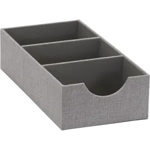 Grey 727-1 Deep 3 Section Drawer Organizer Box for Storage | 12 in x 6.13 in x 3.13