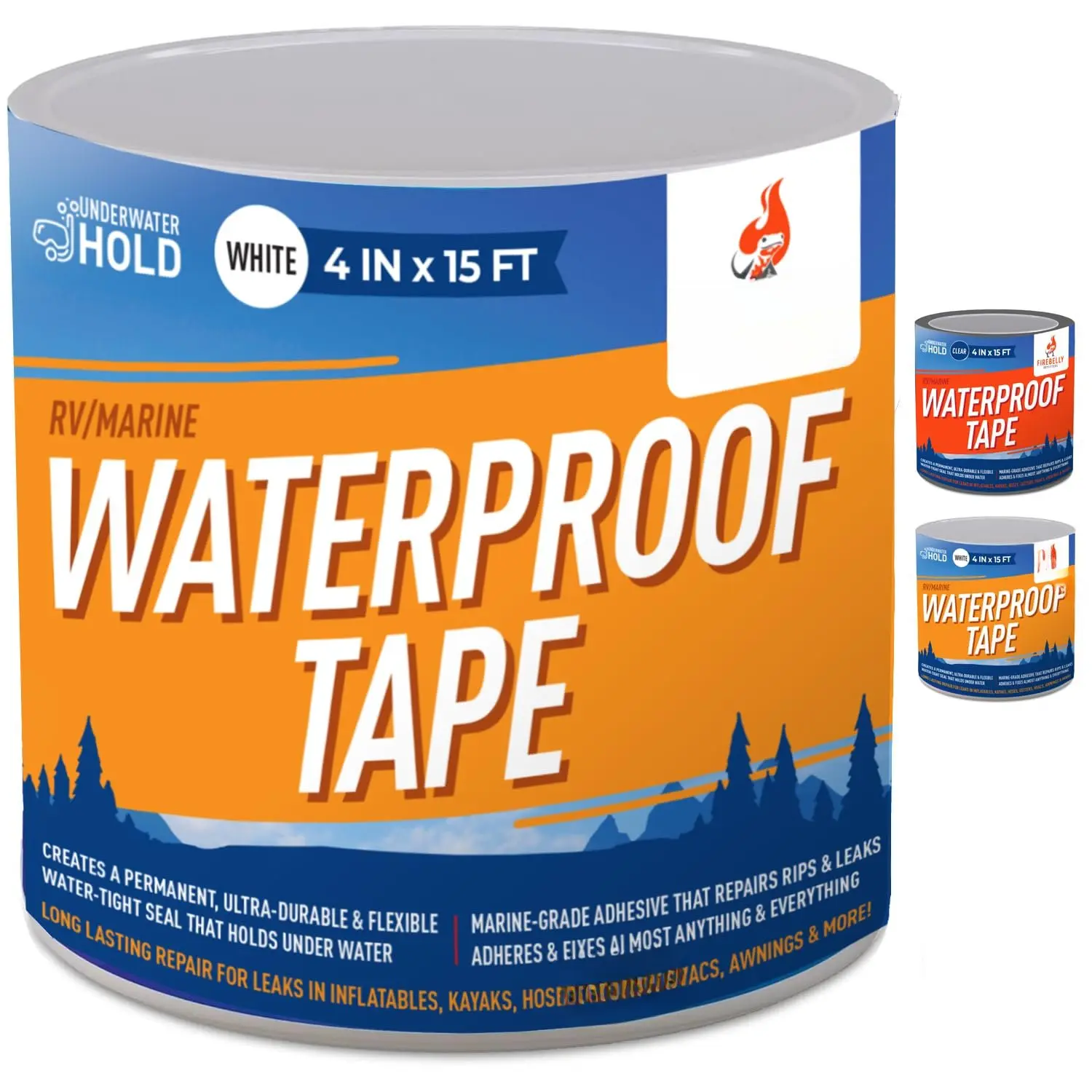 Heavy Duty 4 in Waterproof Tape with Adhesive Backing - Marine Grade Weather Resistant Sealant, Superior Adhesion, Easy to Use for Pool, Roof, Plumbing Leak Repairs (White, Indoor & Outdoor Application)