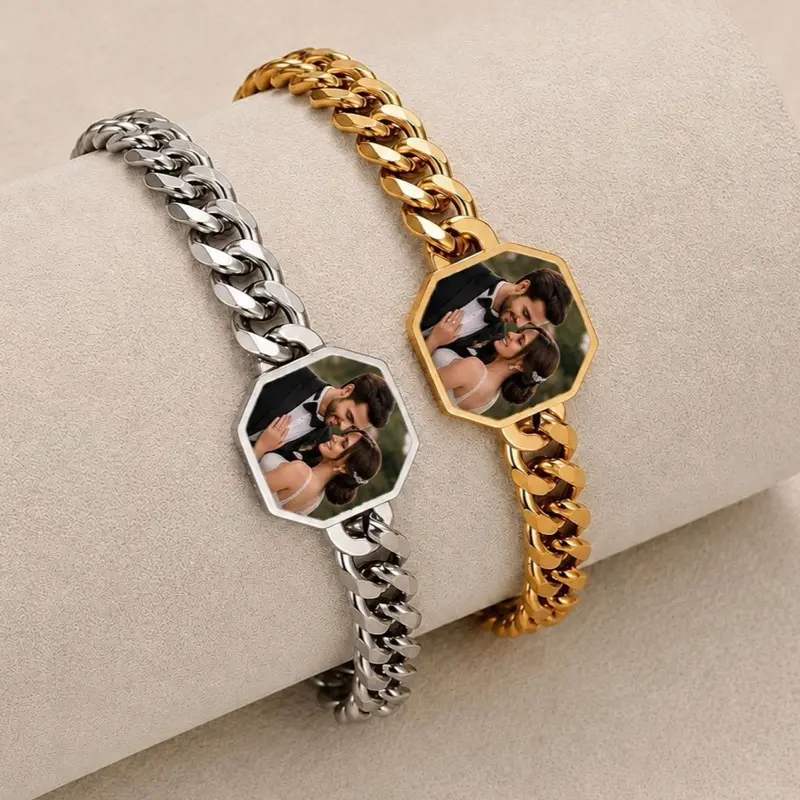 Men’s Stainless Steel Bracelet with Photo