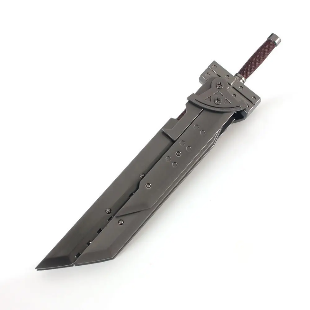 Zinc Alloy Cloud Strife Buster Sword Replica Keychain - 7-in-1 Detachable Blade, 25cm Gunmetal Engraved Finish, 480g, Screwdriver-Included, Premium Boxed Keychain Decor for Video Game Gamers, Birthday Gift