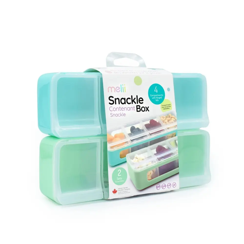 Melii 2-Piece 4 Compartment Snackle Box | Blue & Mint