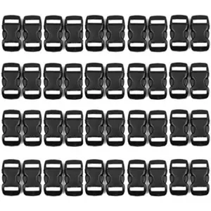 120 Pack 3/8 Inch Black Plastic Side Release Buckle for Paracord Bracelets