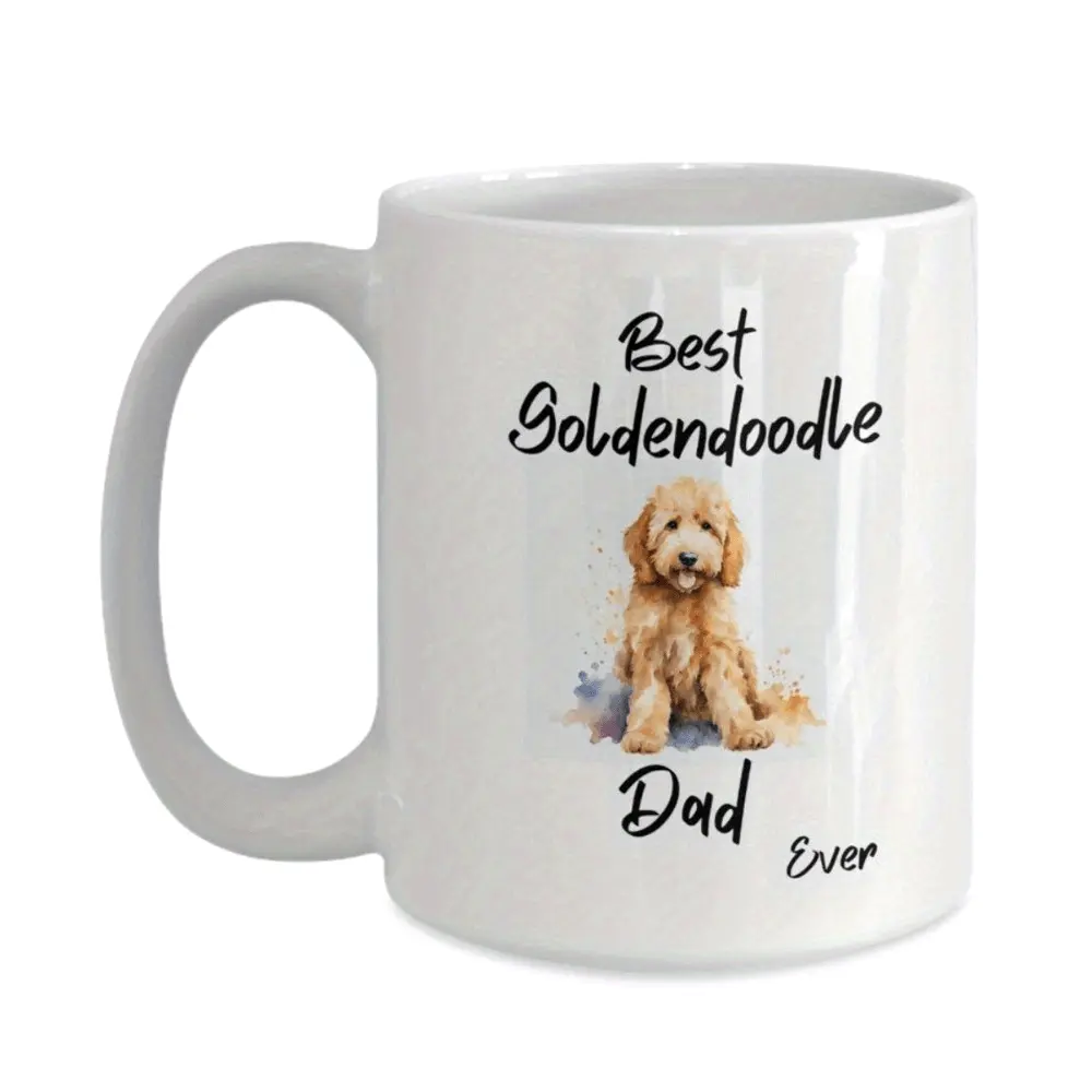 Best GoldenDoodle Dad Ever Coffee Mug - Insulated Reusable Dog Lover Gift for Father's Day, Birthdays, Anniversaries - Machine Washable White Mug for Home & Office Use, Dad Coffee Mug