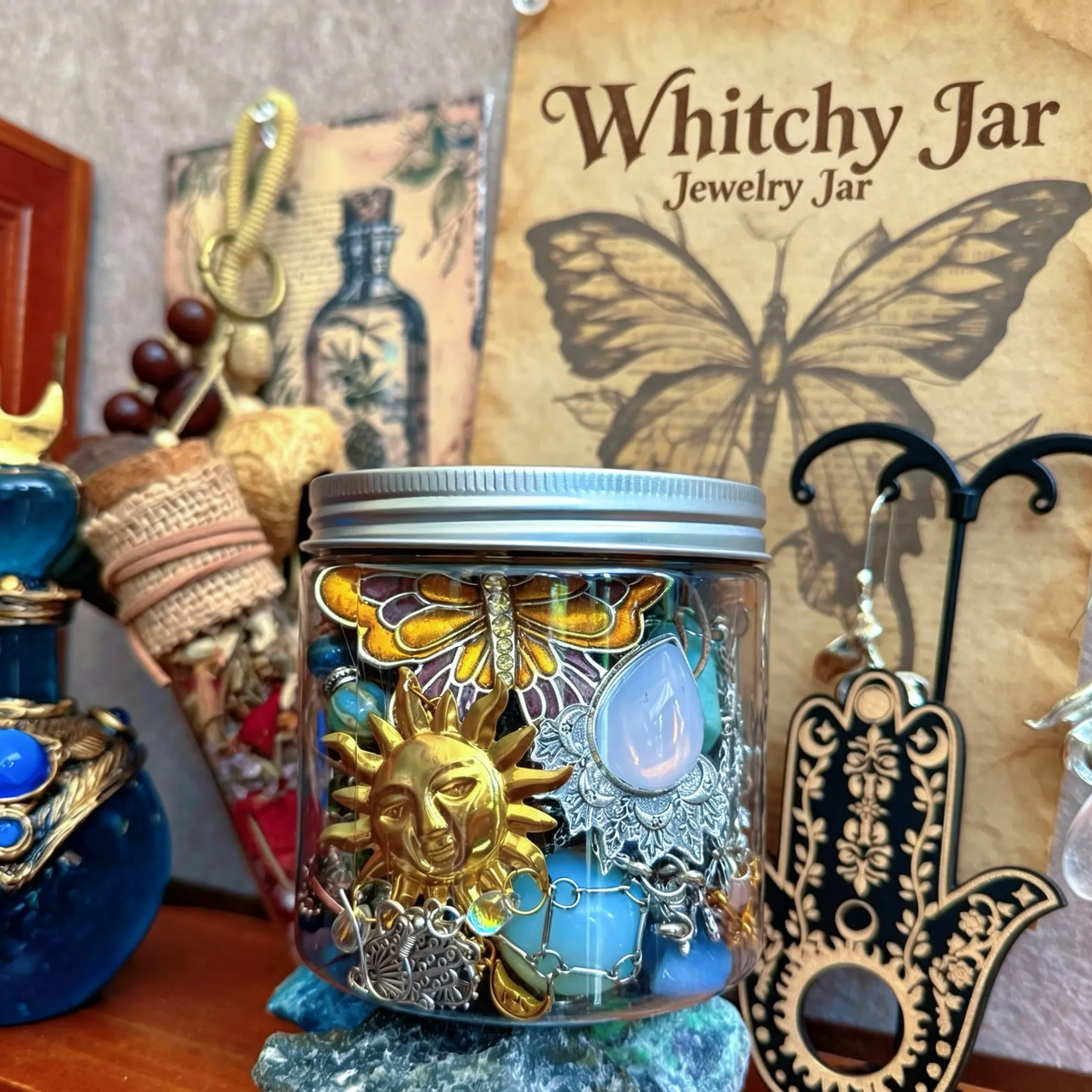 Jollyhit Witchy Aesthetic &Subtle Fairy Mix Mystery Jewelry Jar – 30PCS Costume Jewelry Set | Celestial Botanical Charms | Magical Gift for Her Get Well Soon Gift  tiktokshopspringglowup Antique Butterfly