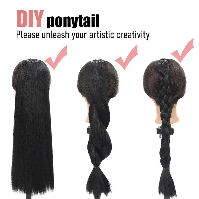 New Synthetic 18inch/20inch/22inch/24inch/26inch/28inch/32inch long straight wig ponytail, headband ponytail, elastic rope ponytail