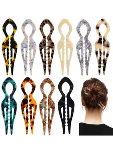 4pcs Acetate Fish Tail Hair Pins, French Elegant Bun Holder, Lazy Style Hair Clips, Daily Use Hairstyle Accessories