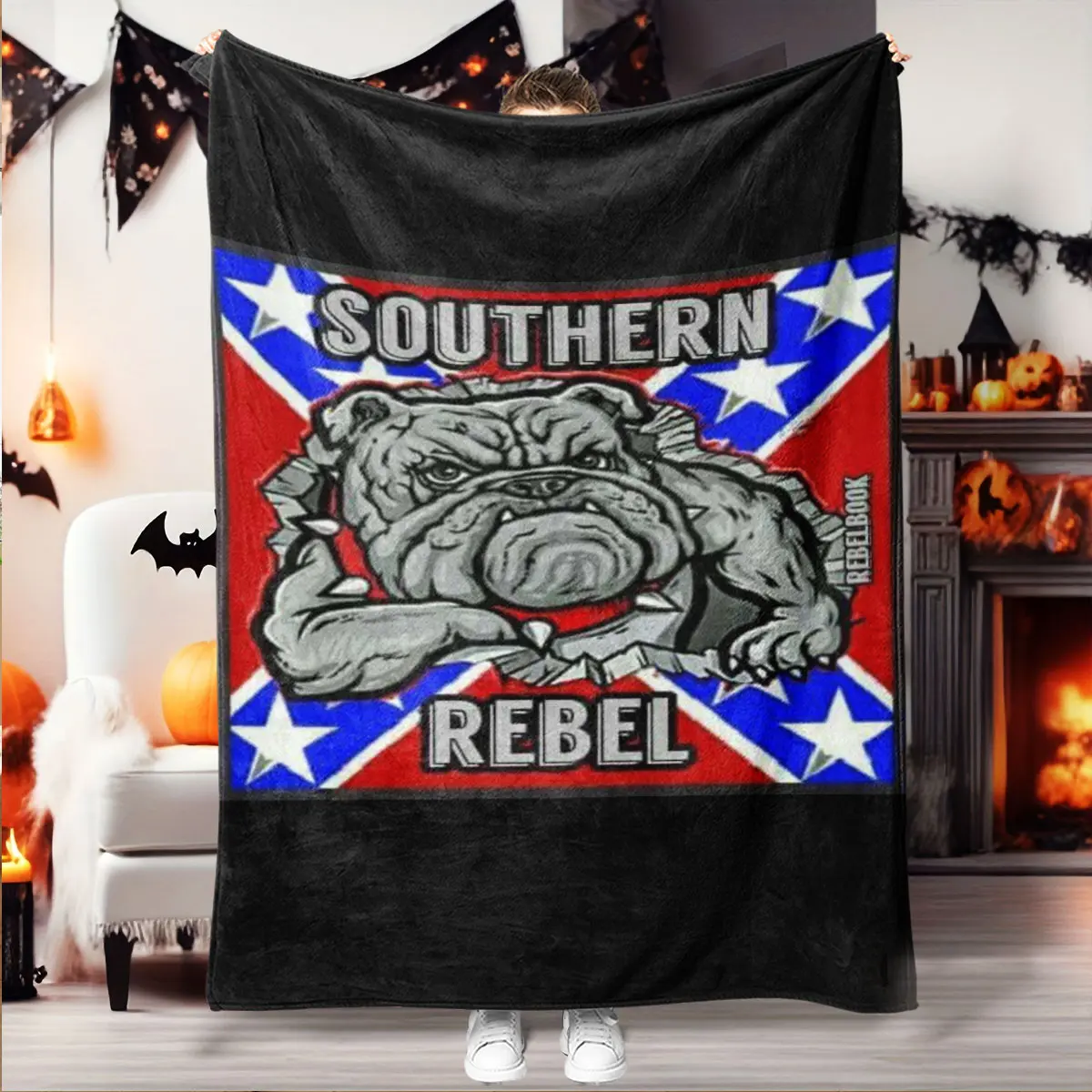 Soft Flannel Blanket with Bulldog Design, Perfect for Halloween & Festivals, Skin-Friendly, All-Season Use, Flannel Throw Blankets