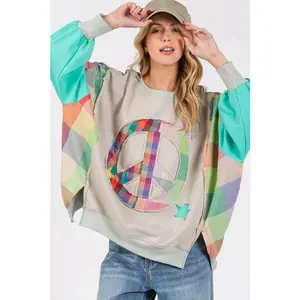 SAGE + FIG Contrast Peace Patch Dropped Shoulder Sweatshirt
