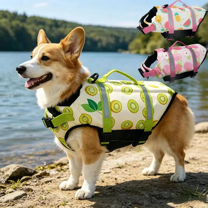 Summer Dog Life Jacket Reflective Adjustable Large Dogs Swimwear Safety Vest Surfing Sailboat Enhanced Buoyancy Pet Lifejackets