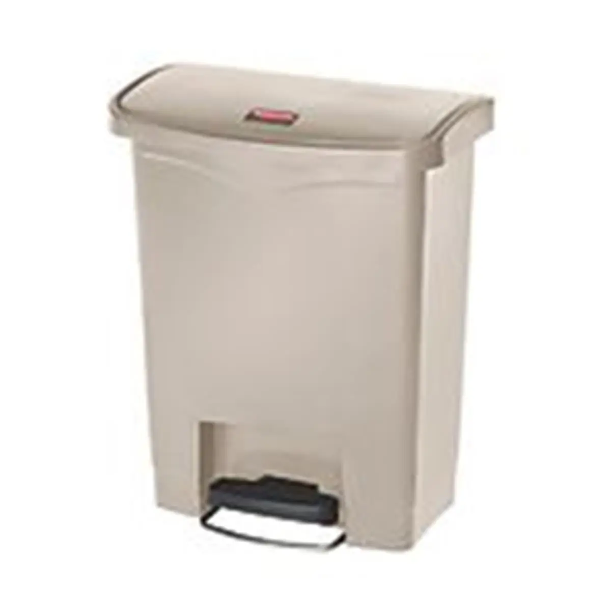 Slim Jim 8-Gal Smooth Finish Resin Step-On Wastebasket - RCP Contoured Edges Diaper Trash Can with Step Pedal & Quiet Close, Beige Baby Room Storage Container, Step Pedal Trash Cans