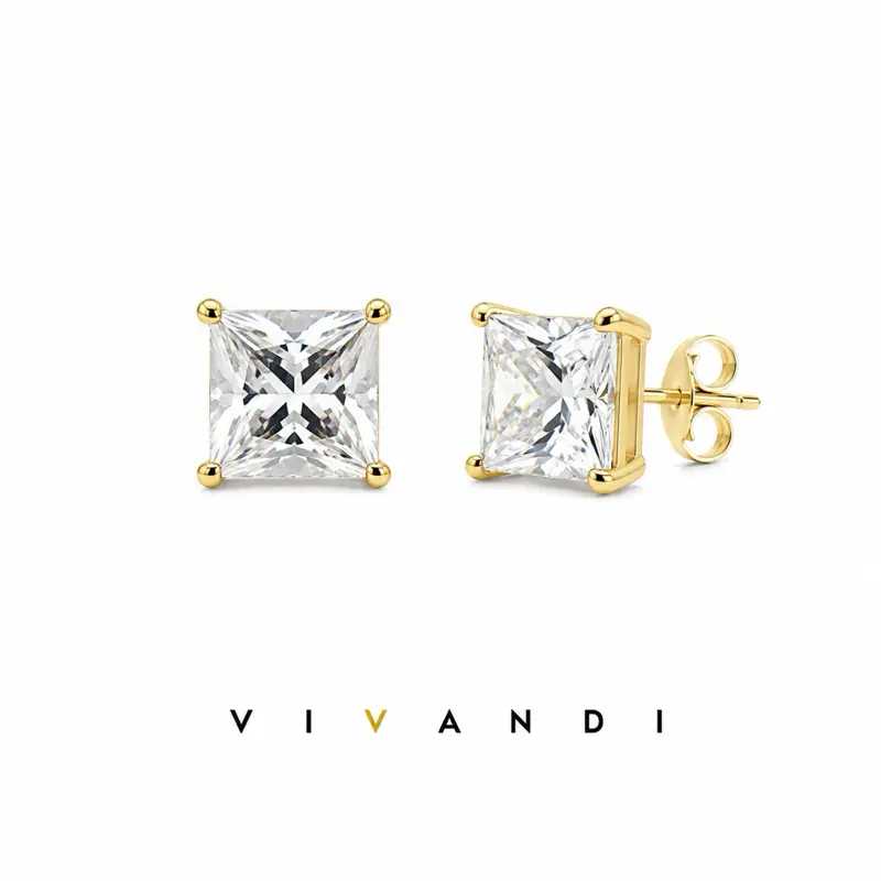 Vivandi Princess-Cut Stud Earrings