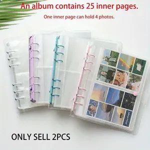 High-Quality PP Material A5 Ring Binder Sleeves, Clear Transparent Design, Ideal for Mini Instax & Business Cards, Set of 2 Pieces, Photocards Binder