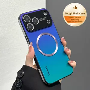 Luxury Gradient Color Magnetic Cellphone Case, Universal Wireless Full-Coverage Protection Accessory with Colorful Design, Screen Protector and Lens Film for iPhone 17 Pro Max/16/15/14/13 Devices