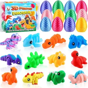 12PCS 3D Printed Dinosaurs with Eggs, Kids Dinosaur Toy Set, Animal Figurines for Boys Girls, Fidget Toys, Easter Egg Hunt Basket Stuffers, Party Favors & Gifts