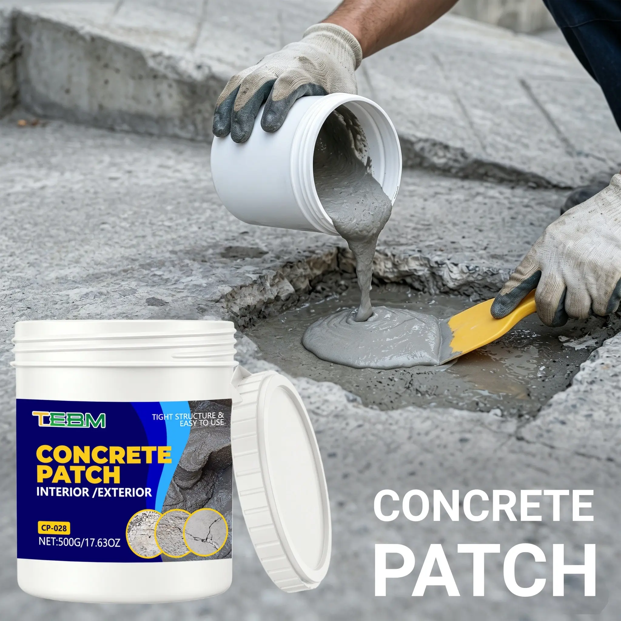 Quick-Dry Waterproof Sealant Concrete Repair Paste, Strong Adhesive, Adhesive for Cracks, Concrete Crack Filler, Universal Wall Crack Fixer, Durable for Rvs & Homes, Ideal for Courtyards, Roofs, Kitchens, Floors, Concrete Sealer Outdoor Waterproof