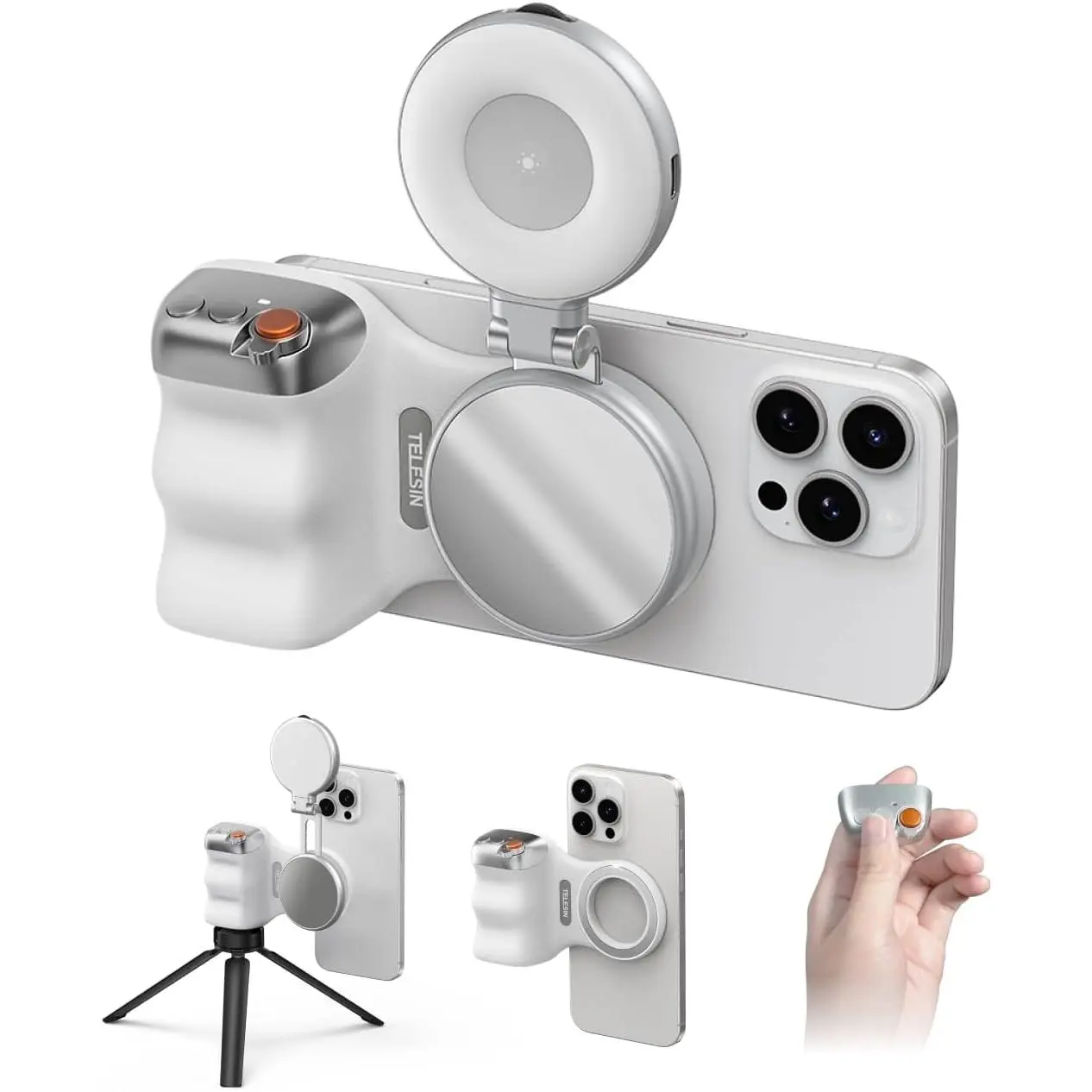 MagSafe Grip & Selfie Light Bundle, Camera Accessories with Camera Mount for iPhone & Android Creators, Smartphone-Cellphone Travel Gadgets