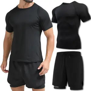 2pcs Set - Men'S Marathon Running Set Professional | Summer Quick-Dry Gym Clothes Men, Track Training Race Outfit, Lightweight Breathable, Suitable As A Beachwear Set Short-Sleeve Top + Shorts